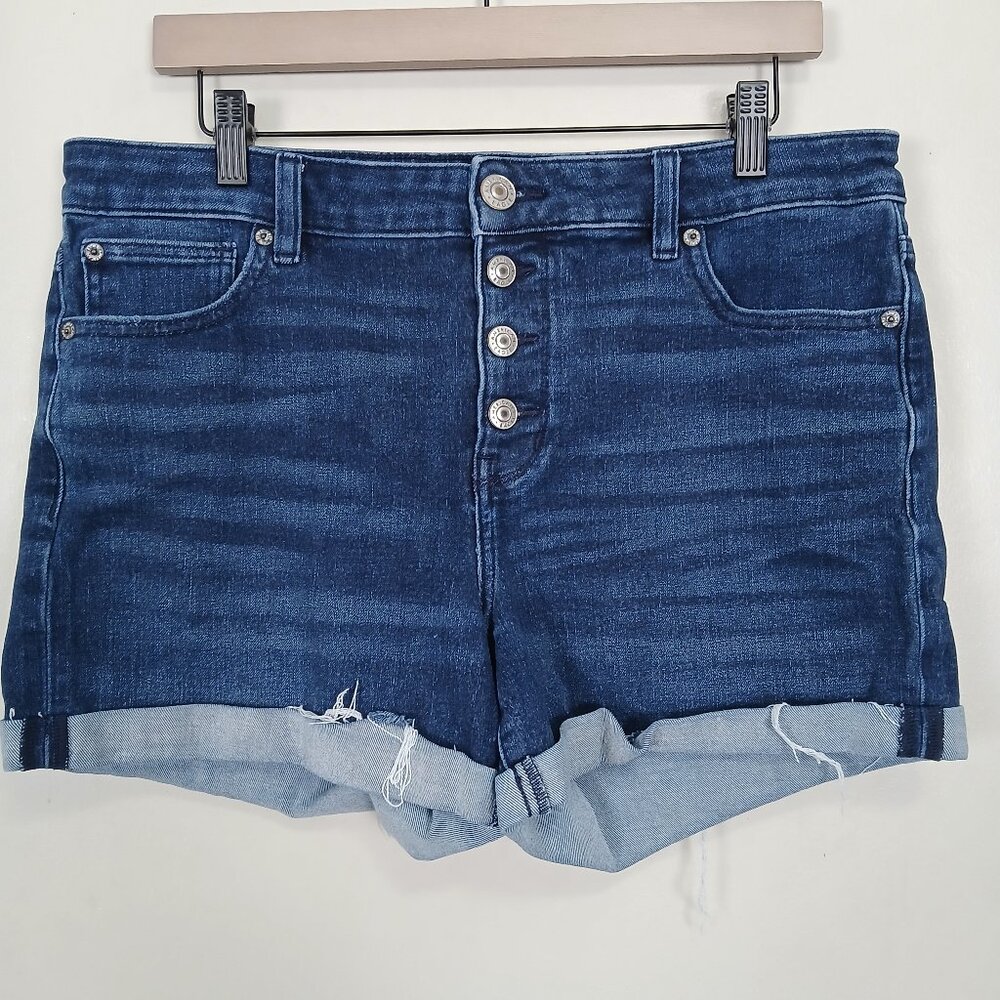American Eagle The Dream Short Women 16 Denim High Waisted Cuffed Button Fly